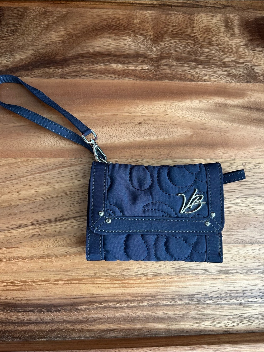 Vera Bradley Navy Quilted Wristlet Wallet with VB Logo